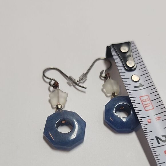 Semi Precious Stone Dangle Earrings - Picture 2 of 3